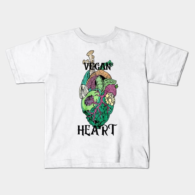 VEGAN HEART Kids T-Shirt by NICHE&NICHE